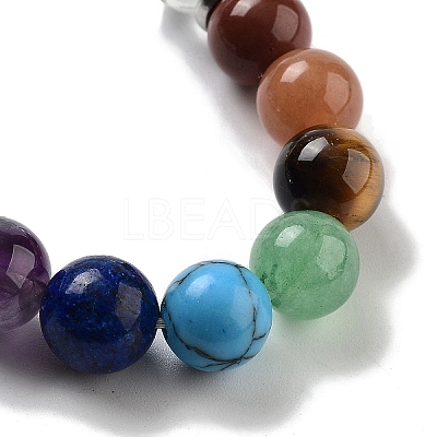 Natural Fluorite Round Beaded Chakra Stretch Bracelets BJEW-K251-01C-1