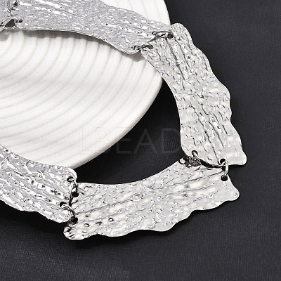 316L Surgical Stainless Steel Textured Link Chain Choker Necklaces SA-CBAB122-06P-1