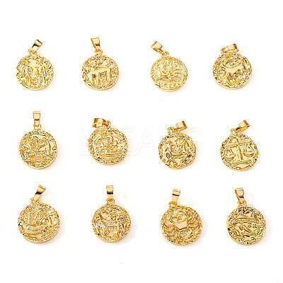 12 Constellation/Zodiac Sign Brass Pendants KK-I672-33-1