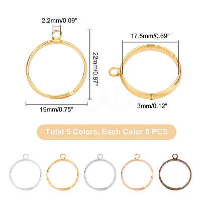 40Pcs 5 Colors Rack Plating Brass Open Back Bazel KK-PH0004-68-1