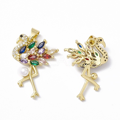 Rack Plating Brass Micro Pave Colorful Cubic Zirconia Charms ZIRC-C041-15G-1