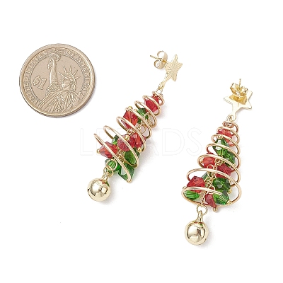 Brass Imitation Austrian Crystal Dangle Stud Earrings EJEW-TA00737-1