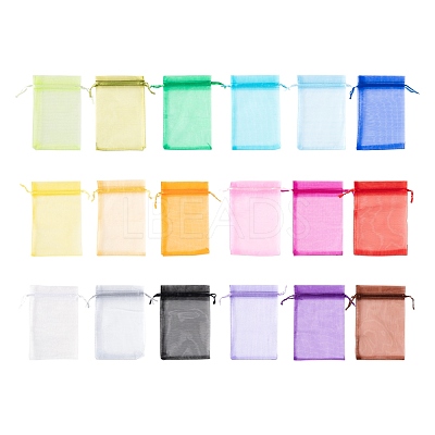 90Pcs 18 Style Organza Bags Jewellery Storage Pouches Wedding Favor Party Mesh Drawstring Gift OP-LS0001-05-1