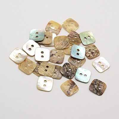 2-Hole Square Mother of Pearl Buttons SHEL-N033-04-1