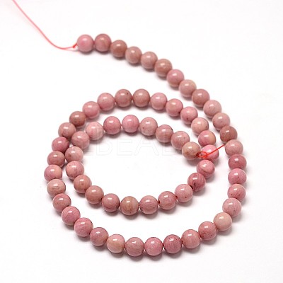Natural Rhodonite Round Bead Strands X-G-P072-38-6mm-1