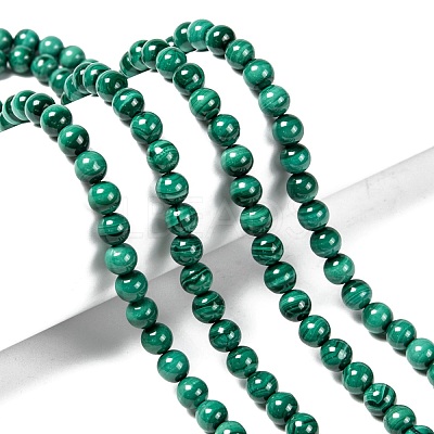 Natural Malachite Beads Strands G-O166-07A-6mm-1