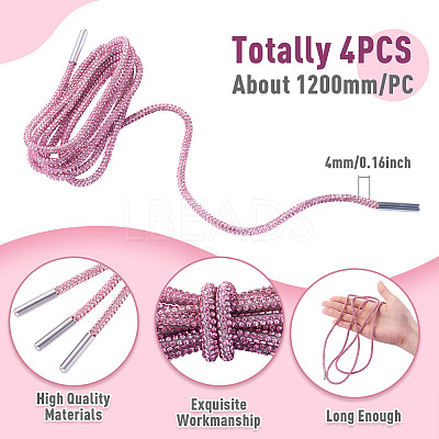 4Pcs Rhinestone Round Cord Shoelace FIND-TA0010-44P-03-1