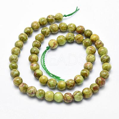 Natural Marble Beads Strands G-K211-6mm-F-1