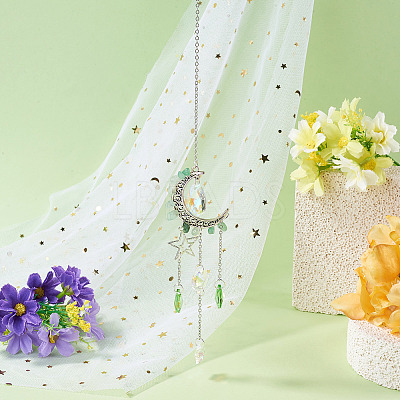 Moon & Star Alloy Hanging Ornaments HJEW-TADJ0023-1