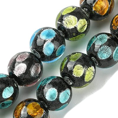 Handmade Silver Sand Lampwork Beads Strands LAMP-A003-01F-1