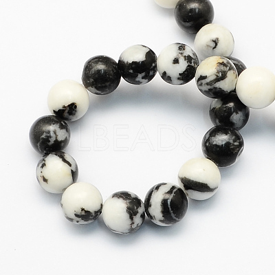 Natural Zebra Jasper Round Beads Strands G-S174-8mm-1