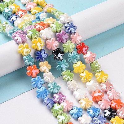 Glazed Porcelain Beads Strands PORC-K003-01-1