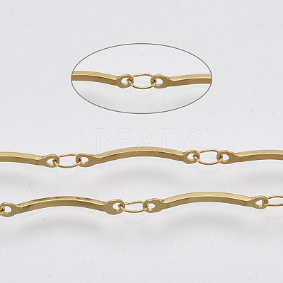 304 Stainless Steel Scalloped Bar Link Chains STAS-R100-42-1