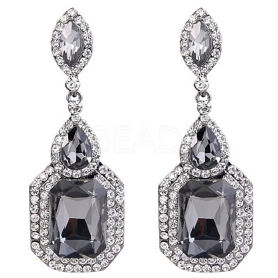 Brass Rhinestone Dangle Stud Earrings FS-WG9D6B6-11-1