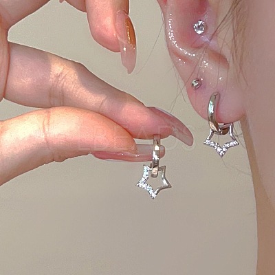 Alloy Rhinestone Hoop Dangle Earrings for Women AL-CBA1D11-03P-1