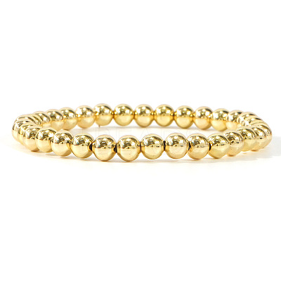 Christmas Theme Brass Round Beads Stretch Bracelets for Women BJ5719-2-1