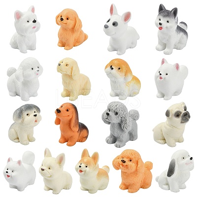 34Pcs 17 Styles Opaque Resin Dog Display Decorations RESI-CJ0005-40-1
