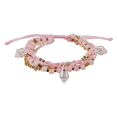 Sparkling Glass Seed Beads 5 Layered Anklet AJEW-SW00006-02-1