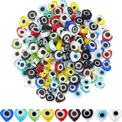 180Pcs 9 Colors Handmade Evil Eye Lampwork Beads Strands LAMP-FH0001-09-1