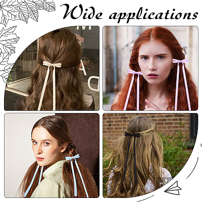 Big Bowknot Polyester Alligator Hair Clips AJEW-CP0008-39D-1