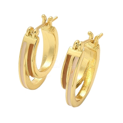 Two-layer Oval Brass Enamel Hoop Earrings EJEW-S252-03B-G-1