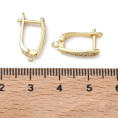 Brass Micro Pave Clear Cubic Zirconia Hoop Earring Findings KK-H256-06G-1
