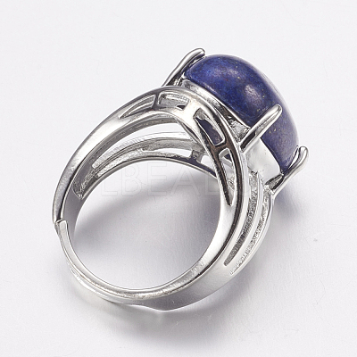 Natural Dyed Lapis Lazuli Wide Band Finger Rings RJEW-K224-A15-1
