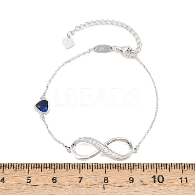 Infinity & Heart 925 Sterling Silver Pave Cubic Zirconia Link Bracelets FS-WGF63DC-03-1