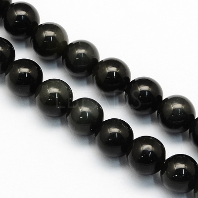 Natural Obsidian Round Beads Strands G-S156-4mm-1