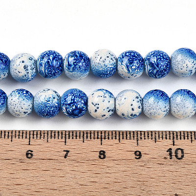 Transparent Baking Paint Glass Beads Strands DGLA-N009-8mm-07-1
