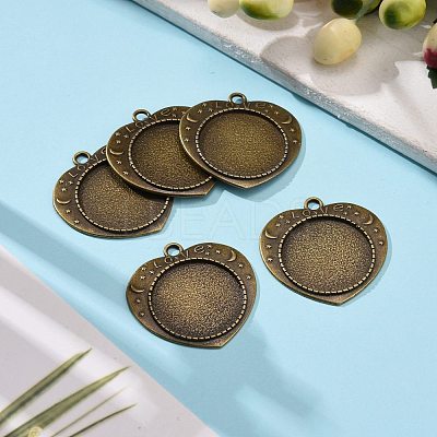 For Valentine's Day Alloy Heart Carved Word Love Pendant Cabochon Bezel Settings X-TIBEP-M018-104AB-NF-1