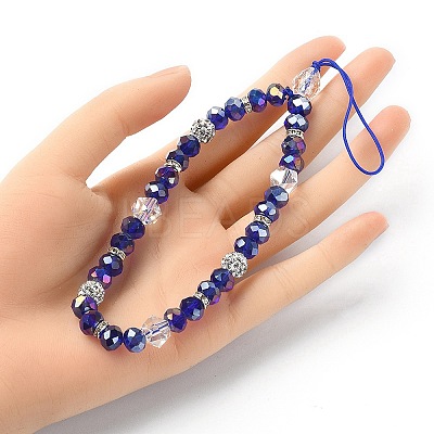 Rondelle Glass & Polymer Clay Rhinestone Beads Phone Hand Strap Chains HJEW-YW0001-05B-1