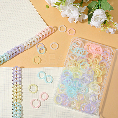 150Pcs 5 Colors PP Plastic Loose Leaf Book Binder Hinged Rings KY-GF0001-49-1