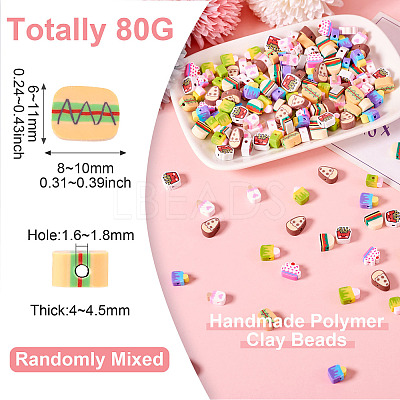 80G Handmade Polymer Clay Beads CLAY-TA0001-63-1