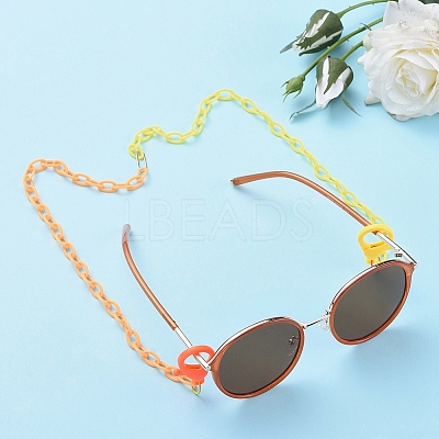 Personalized Two Tone ABS Plastic Cable Chain Necklaces NJEW-JN02825-02-1