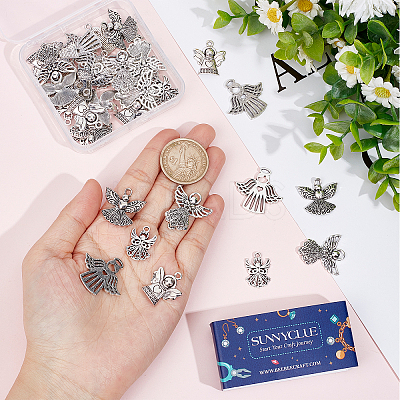 50Pcs 5 Style Tibetan Style Alloy Pendants PALLOY-SC0004-07-1