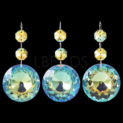 3Pcs Round Glass Suncatchers for Outdoor Garden Hanging Decoration HJEW-TADJ0001-02-1