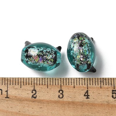 Handmade Foil Lampwork Beads Strands FOIL-Z001-04H-1