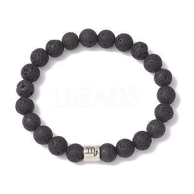 12Pcs 12 Styles 8mm Round Natural Lava Rock Constellation Beaded Bracelet Sets BJEW-JB10870-1