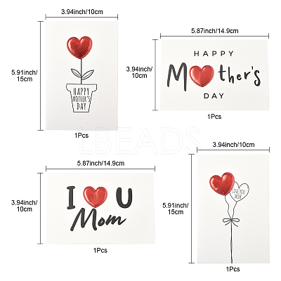 4Pcs 4 Styles Kraft Paper Greeting Cards AJEW-FS0001-29-1