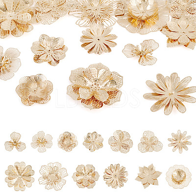 13Pcs 13 Styles Brass Bead Caps KK-TA0008-26KCG-1