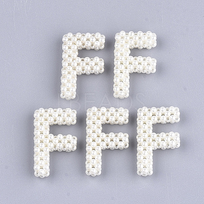 Handmade ABS Plastic Imitation Pearl Woven Beads FIND-T039-18-F-1