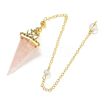 Natural Rose Quartz Chip & Resin Dowsing Pendulum Big Pendants G-H293-02G-13-1