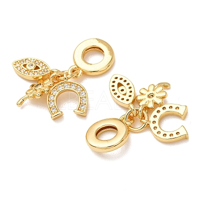 Rack Plating Brass Micro Pave Cubic Zirconia European Dangle Charms KK-P270-02E-G-1-1