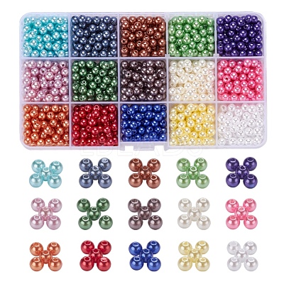 1200Pcs 15 Colors Imitation Pearl Acrylic Beads OACR-YW0001-12-1