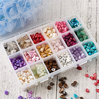 360g 18 Colors Freshwater Shell & Gemstone Chip Bead Sets G-CW0001-01-1