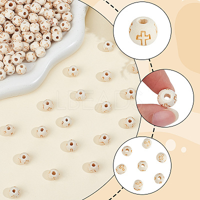 400Pcs Natural Round Wood Beads WOOD-PA0001-49-1