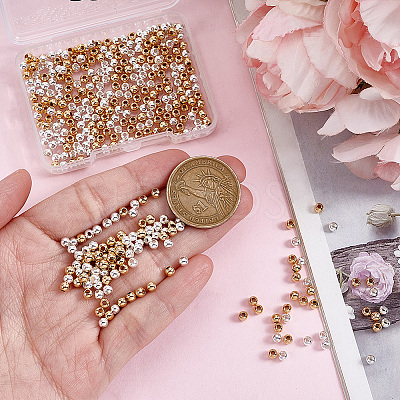 400Pcs 2 Colors Brass Spacer Beads KK-BBC0023-58A-1