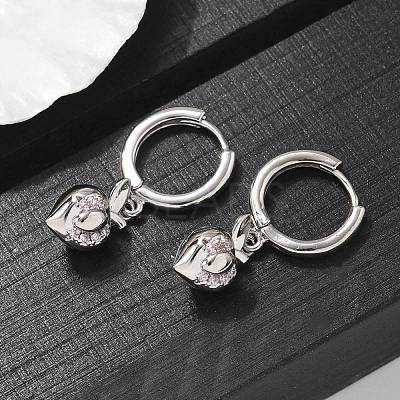 Brass Cubic Zirconia Hoop Earrings EJEW-Q015-01P-C-1