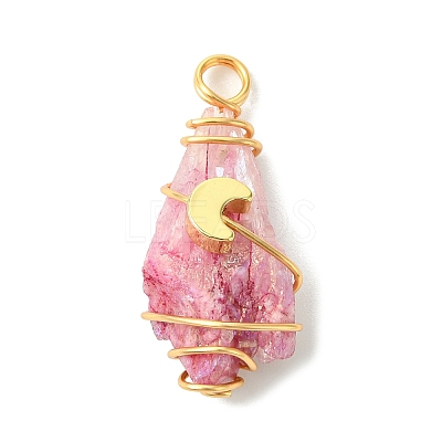 2Pcs Electroplated Natural Quartz Crystal Dyed Copper Wire Wrapped Pendants PALLOY-JF03170-01-1